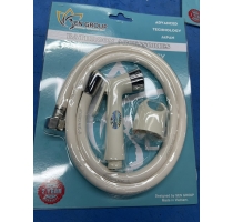 Vòi Xịt Tăng Áp Kem, Đầu Mạ Crome Dây Nhựa Tán Inox 304