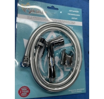 Vòi Xịt Vệ Sinh Tăng Áp Đầu Mạ Crome, Dây Nhựa Tán Inox 304