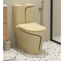 Bồn Cầu 1 Khối Vàng Viền Đen