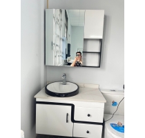 Tủ Lavabo Kt 80 Trắng Viền Đen