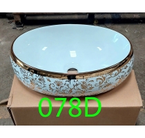 Chậu Lavabo Đặt Bàn Ovan Lá Vàng 078