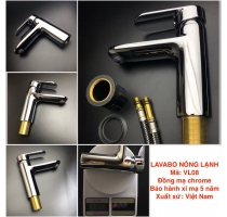 Vòi Lavabo Nóng Lạnh Đồng Thau Mạ Crome VL08