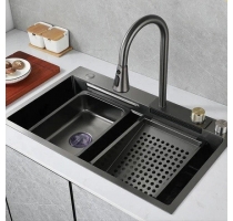 Chậu Chén 1 Hố 7546 201 Nano Đen Kèm Vòi