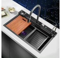 Chậu Đúc 1 Hố Đa Năng 7546 304 Nano Đen  Kèm Vòi